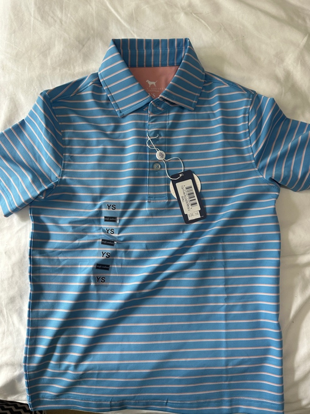 Boys Simply Southern Blue Striped Polo Shirt